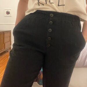 Madewell Black Straight-Leg Button-Front Pants